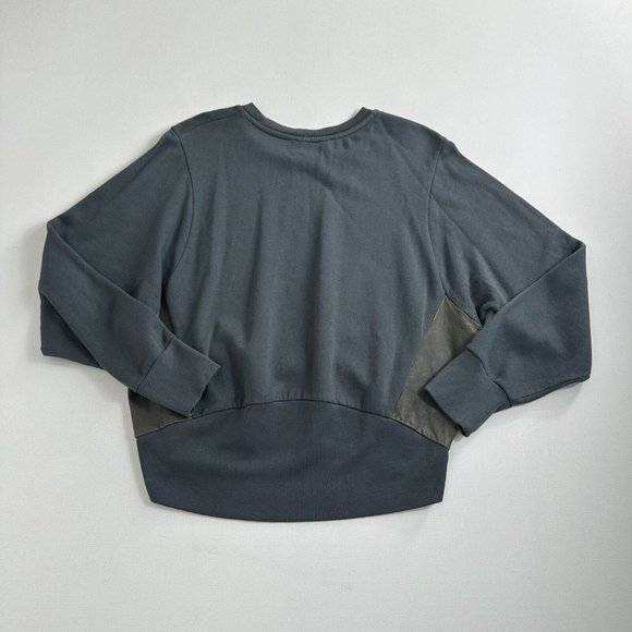 AllSAINTS Cari Leather Trim Panel Pullover Sweatshirt Gray Womens Size Large - Picture 2 of 8